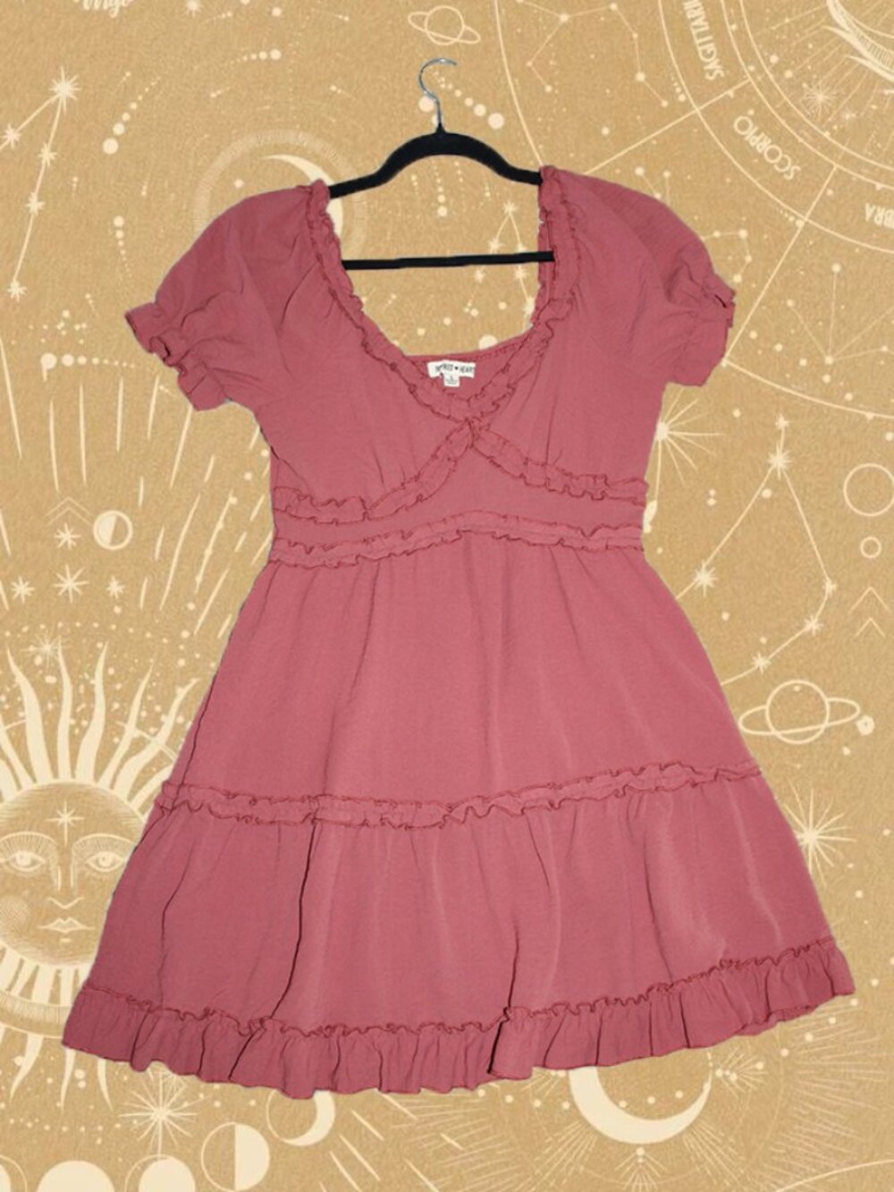 Ruffled Mauve Mini Dress